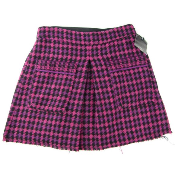 SALE! Plaid Wool Purple Black Short Mini Skirt - Picture 2 of 3